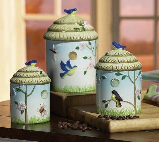 Birdhouse Ceramic Kitchen Canisters Set Birdhouse Canister Set