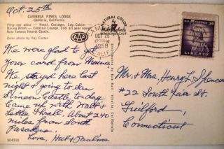 1958 CAMBRIA PINES LODGE & COTTAGES in Cambria California CA Postcard 