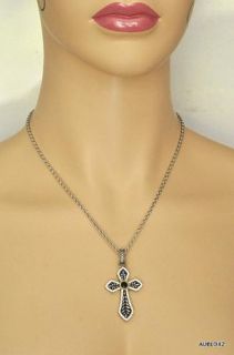 New Andrea Candela $575 SS 18K Topaz Onyx Cross Pendant Necklace Sale 