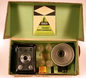 Vintage  Tower 7 Box Camera Made in Germany by Bilora with Flash 