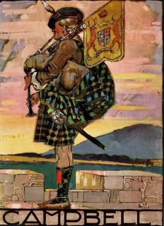 9x6 Print Family Clan Campbell Bagpiper Scottish Tartan Kilt 