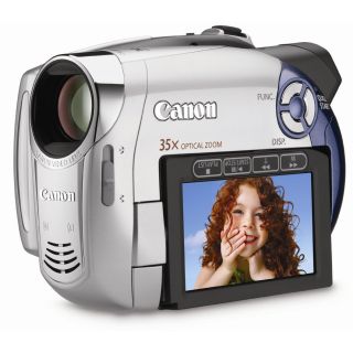 Canon DC210 DVD Camcorder with 35x Optical Zoom Silver Blue