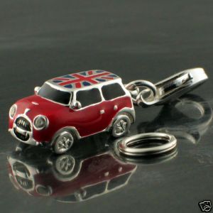   925 Silver Welded Bliss Charm Enamel Mini Cooper Car Union Jack
