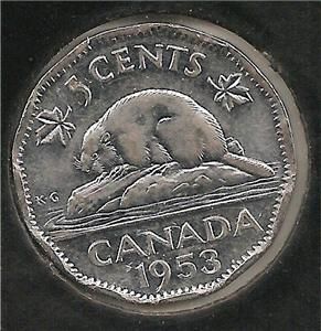 1953 sf near leaf extremely fine canadian nickel 3