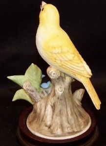 Yellow Singing Canary Among the Violets Figurine Andrea by Sadek #6527 
