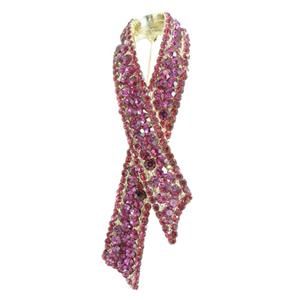 Breast Cancer Ribbon Brooch Pin Pink Swarovski Crystal