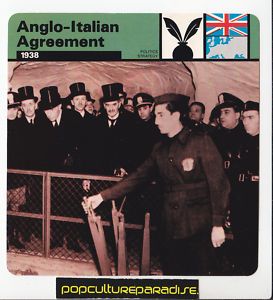 Anglo Italian Agreement Chamberlain Mussolini WW2 Card