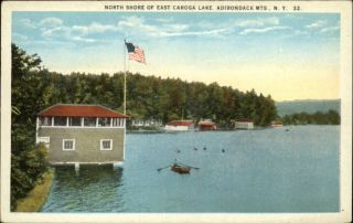 Adirondack Mts NY East Caroga Lake North Shore c1920 Postcard