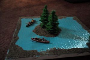Animated Canoes on Lake Diorama HO Scale
