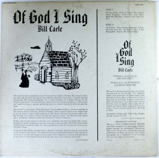 Bill Carle of God I Sing LP USA RCA Victor VG VG