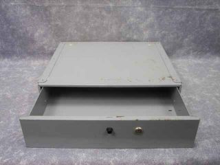   touch button spring release drawer with bell. Gray painted Steel