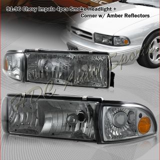 Chevy Caprice Impala Smoke Housing Head Lights Amber Corner Lamps 4pcs 