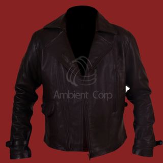 First Avenger Captain America Genuine Brown Biker Leather Jacket Chris 