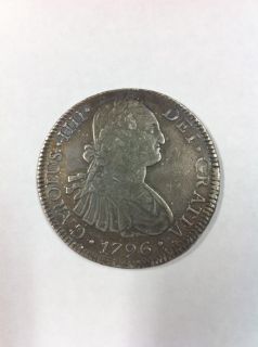 1796 8R Carolus IIII Dei Gratia F M Hispan Coin Silver