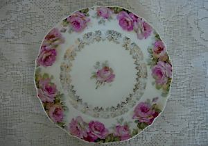 Antique C T Carl Tielsch Roses Plate Silesia Germany