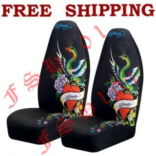 brand new set ed hardy peacock 2 front seat covers for car truck suv