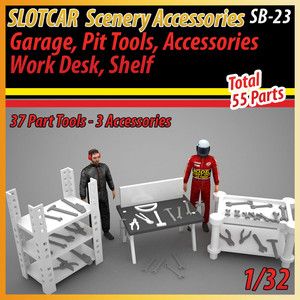 Slot Car Garage Pit Tools 37x Work Bench Shelf Worktable Scalextric 