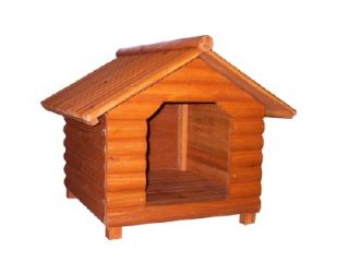 Med Log Home Dog House Cabin Pet Cat Cedar Wood EM001 H