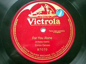 Enrico Caruso 78 One Sided Victrola 87070 Bat Wing for You Alone 