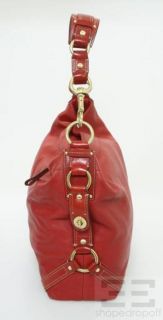 Coach Red Leather Carly Turnlock Handbag