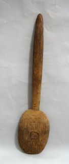 1860 Antique 15 25 Hand Carved Wood Serving Stir Spoon Treen Prim 
