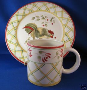   Chanticlair Rooster Plate Mug Casual Dinnerware Yellow New