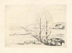 Edvard Munch Original Art Etching Norwegian Landscape