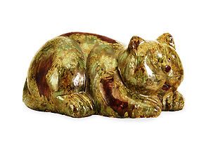   Glazed Ceramic Delaney Fat Cat Figurine Home Garden Decor