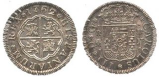   Colonial 2 Reales Silver 1766 King Carlos III Madrid Mint