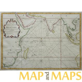 Indian Ocean Oriental Sea Chart Carte de Ocean Oriental Old Map by 