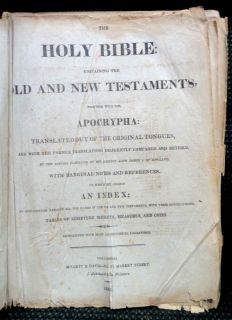 1831 Antique Holy Bible w Apocrypha George Sechler ★