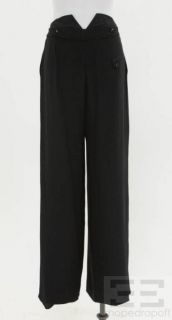 Carolina Herrera Black Silk Pleated Trouser Pants Size 6