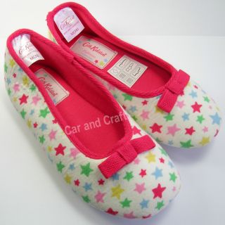 Cath Kidston Mini Shooting Star Slipper Shoes Ballet Style Bow Red 
