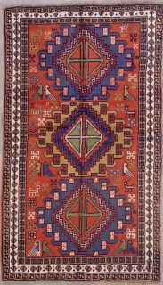 4x6 Rust Persian Tribal Birds Hand Knotted Wool Area Rug Carpet