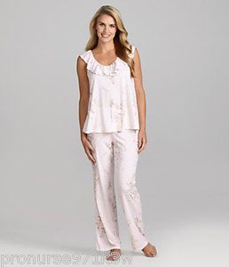 qq NWT Lauren Ralph Lauren XL Flutter Sleeve Tank Pants Floral Pajama 