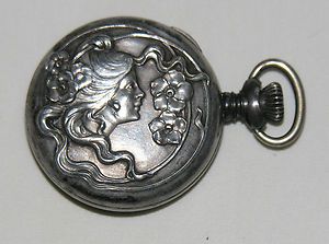 Antique Sterling Silver Art Nouveau Cavour Ladies Pocket Watch