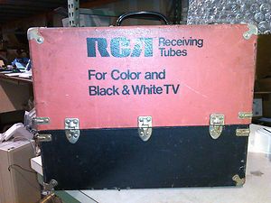   of 91 Various Tubes Vintage RCA TV Tube Repairman Carrying Case