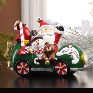 Whimsical Santa Snowman Race Car Christmas Shelf Decor