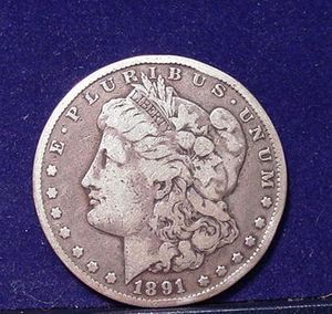 CARSON CITY MINT 1891 CC Morgan Silver Dollar AVERAGE CIRCULATED
