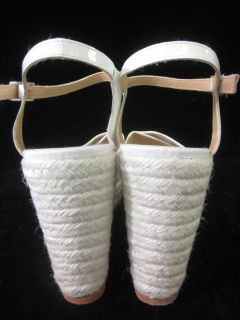 Castaner White Patent Leather Espadrilles Wedges 38 8