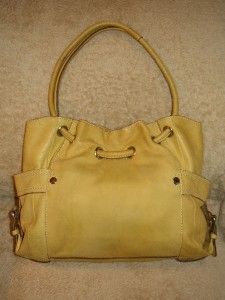 Fossil Castille Large Yellow Leather Shoulder Handbag So Gorgeous 