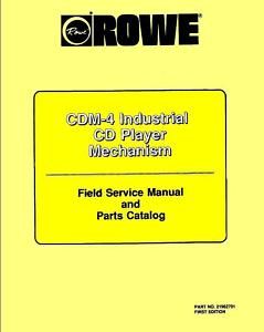 Rowe CDM 4 Industrial CD Player Service Parts Manual