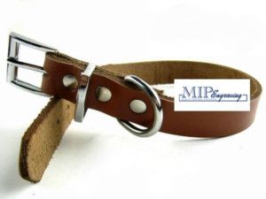 Personalized Genuine Leather Dog Cat Collar Brown XS