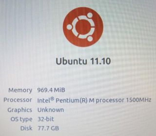   Pentium M 1 5GHz 1GB RAM 80GB HDD Laptop Ubuntu WiFi CD RW DVD