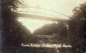 River Bridge Cedar Point Kansas 1914 RPPC