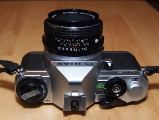pentax mg with pentax m 50mm f 2 lens and case clean