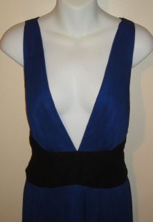 BCBG MAXAZRIA Catarina Color Blocked Silk Dress Evening Gown 10 Blue 