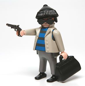   Robber Grey Coat Sunglasses Knit Cap Gun Black Money Bag 3161