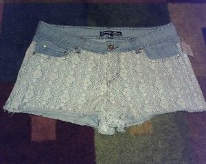 NWT juniors Celebrity Pink size 30 Lace detail denim shorts new cute 