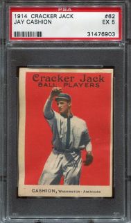 1914 Cracker Jack 62 Jay Cashion Senators Pop 4 3 Higher PSA 5
